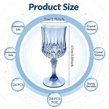 24 Pcs Blue-Stemmed Wine Glasses-Bridal Party Exclusive Champagne, Stackable & Lightweight, For Champagne, Parties, Weddings, Birthdays, Picnics, Family Gatherings, Retro Bars Home & Banquets, Doubles As Table Decor, - 寶藍色 - 查看 2
