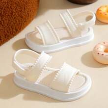 Caweiny Girls' Fashion Thick Sole Sandals Suitable For Daily Wear - White - View 2