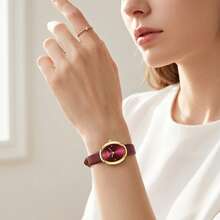 gedi 1pc Women's Quartz Watch, Luxury Oval Wristwatch, Litchi Grain Genuine Leather Strap, Suitable For Daily Wear, Commuting, Dating, Workplace And As A Gift For Women - one-size - View 13