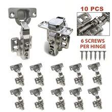 4/10pcs Cabinet Straight Hinge, Wardrobe Soft Close Hinge, Cold Rolled Steel Cabinet Door Hinge, Straight Arm Soft Close Hinge - Multi-color - View 7