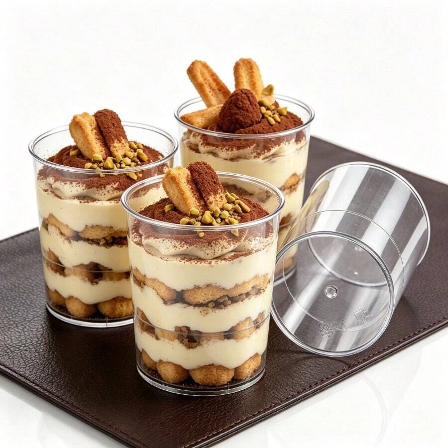10/50/100pcs 100ml Straight Cylindrical Transparent Plastic Mousse Cups, Durable Clear Dessert Cups For Tiramisu, Pudding, Jelly, Cheesecake, Wedding Birthday Buffet Party Dessert Table