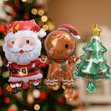 15pcs 16.1 Inch Mini Christmas Old Man Christmas Tree Shaped Aluminum Foil Balloons, Suitable For Christmas Decoration Balloons - View 5