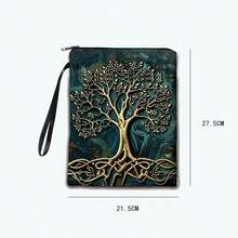 Celtic Tree Of Life Teal & Gold Print Backpack Bag - Portable Zipper Storage Bag With Wrist Strap - Single Piece - View 2
