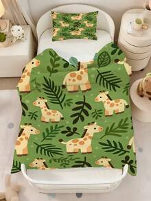 2PCS Green Cartoon Giraffe Toddler Bedding Set For Children Beds Crib Giving Gifts During Holidays (No Filling Material) 100% Polyester - Multicolor - View 9