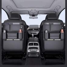 Organizer Jok Mobil Kulit Sintetis dengan Tas Penyimpanan Multi-Kompartemen untuk Jok Belakang, Tambahan Jok Belakang Universal dan Organizer Gadget untuk Berbagai Model Mobil, Solusi Penyimpanan Aksesori Interior Mobil - Hitam - View 2