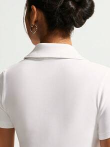 Nike Women's AS W NSW ESSNTL SS POLO CRP TOP Knit Collar Short Sleeve Polo Shirt IO2730-100 - White - View 2