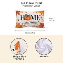 1pc Vintage Wood Grain HOME Pumpkin Maple Leaf Pillowcase, Skin-Friendly Peach Skin Velvet Material, Single-Sided Print 30*50/40*60CM, Suitable For Home Living Room Bedroom Sofa Decoration Cushion Cover, Holiday Gift, No Pillow Insert - Multicolor - View 11