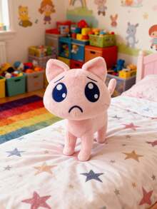 BIUBLIULAND 9.5 Inch Cute Pink Sad Cat Plush Toy, Big Blue Crying Eyes Stuffed Animal, Soft Funny Anime Style Kitten Doll, Room Desk Decor Birthday Gift For Kids & Fans - Pink - View 8