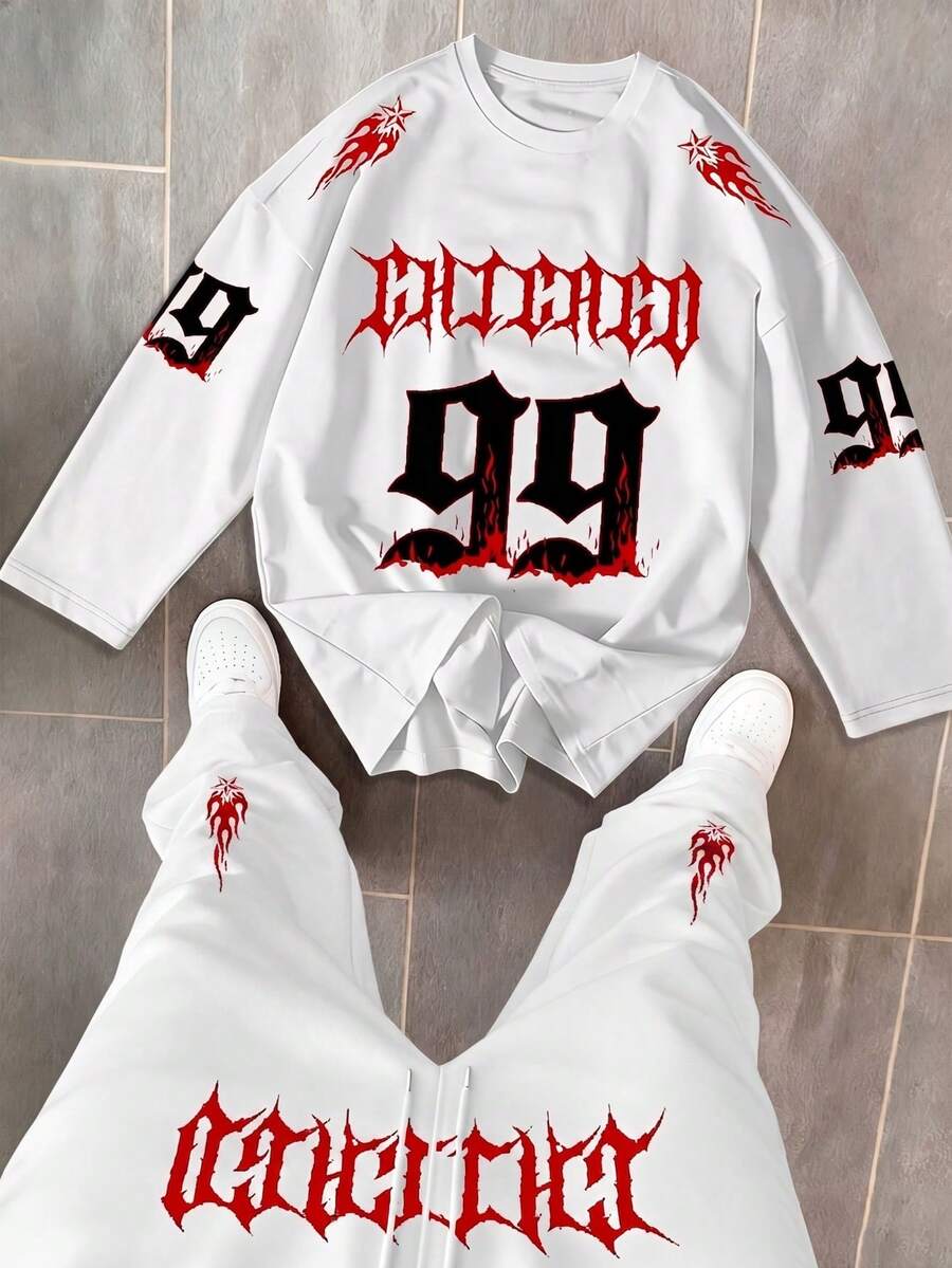 Striville SU ER Men's Summer Round Neck Casual Long Sleeve T-Shirt And Casual Pants Set - View 1