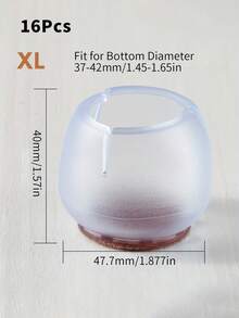 24/20/16/8/4 buah Penutup Kaki Furnitur Transparan - Pelindung Lantai Anti Selip, Cocok untuk Kaki Sofa, Kursi, dan Meja - Mudah Dipasang, Peredam Suara. - Putih - View 15