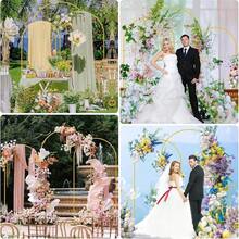 Soporte de Arco para Globos Dorado, Disponible en 3 Tamaños (2.2/2/1.8 m) | Mamparas para Decoracion de Fiestas | Estructura para Decoración en Bodas | Cumpleaños y Eventos | Diseño Elegante - Dorado + 220x120cm 1 Pieza - Ver 8