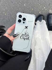 Minimalist Aesthetic Airplane Route Handwritten Quote Clear Airbag Phone Case With Full Wrap Lens Protection For IPhone17 16 15 14 13 12 11 Pro Max - Clear - View 3