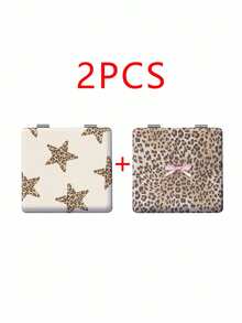 Millennium Y2K Series Foldable Lightweight Ultra-Thin Portable PU Leather Small Mirror, Suitable For All People And Multiple Occasions, Classic INS Style With Unique Leopard Print, Star, Lip Print, And Bow Design, Exquisite And Delicate, Convenient To Hold, 180° Flip Cover, Multi-Functional, Daily, Holiday, Birthday, Valentine's Day, Mother's Day, Partner Gift, Easy To Place And Store, Suitable For Various Occasions - Multicolor - View 35