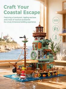 18+ Adult Exclusive Luxury Beach Hotel/Pier Adult Building Blocks, Puzzle Theme Modular Architecture Miniature Toy, Stress Relief Relaxation Game, Suitable For Birthday Scene Decoration And Atmosphere Arrangement - Multicolor - View 6