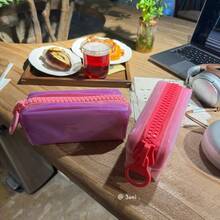1pc Jelly-Like Stationery Storage Box, 5 Colors Available, Dopamine Pencil Case, Minimalist Solid Color Durable Bag, Upright Stable, Large Capacity Daily Stationery Box, Back To School Gift, School Activity Giveaway, Large Zipper Pencil Pouch - Multicolor - View 10