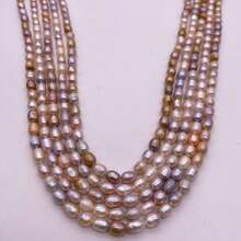 5mm7mm 多色水滴形與米粒形淡水珍珠 DIY 配件，1 串 38cm/14.96英吋，孔徑 0.8mm - 彩色 - 查看 2