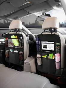 Car Seat Back Storage Bag Set, Car Seat Organizer, Multi-Functional Tissue Box, Rear Seat Storage Box - Thickened Compartment Design, Anti-Kick And Easy To Clean; Suitable For Road Trips And Daily Commute, Can Store Miscellaneous Items, Books And Snacks; Compatible With Various Sedan And SUV Models - Backrest Style - View 6