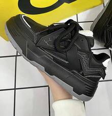 Thick-Soled Height-Increasing Couple's Sneakers, Sports Shoes, Casual Running Shoes For Students - 019 Black - View 2