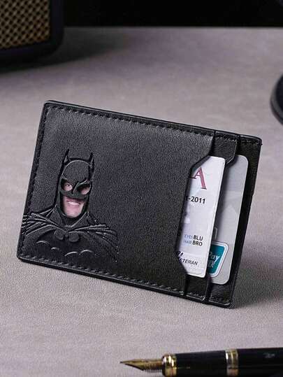 Warner Bros 1pc Batman-Themed ID Holder Wallet, Classic Multi-Slot Card Holder, Minimalist Bat Short Business Wallet, Lightweight And Portable, Party Accessory, Party Favor, Party Decoration, Suitable For Birthday Party, Festival, Gathering, Daily Commute And Casual Social Activities, Perfect Gift For Men Friends, Valentine's Day