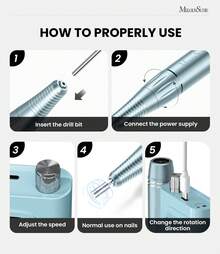Professional Nail Drill Kit, 30000RPM Cordless Electric Nail File With LCD Display, Rechargeable 4000mAh Battery Nail Efile For Acrylic & Gel Nails, Manicure Pedicure, Salon & Home Use - 海洋藍 - 查看 7