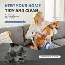 Sweetcrispy Pet Grooming Vacuum Kit, 3 Adjustable Suction Modes Dog Hair Clipper, 5 Professional Grooming Tools With Low Noise Cat Hair Clippers, 2.5L - Grey - View 6