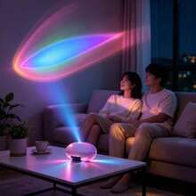 USB Interface LED Angel Eye Projection Light - Color Changing Night Light Projector With 4-Color Sunrise Halo Atmosphere Light, Suitable For Bedroom, Office, Home Decor - Soft Light Creates Cozy Atmosphere - Multi-color light - View 1