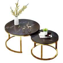 2pcs Coffee Table Set, Round Nesting Coffee Table Set, Side Tables For Living Room, Bedroom, Balcony - Black - View 6
