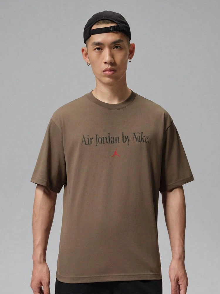 Jordan Men's AS BRK GX SNKR 85 SS CRW Short Sleeve Knit Collarless T-Shirt TIX1577-274 - Brown - View 1