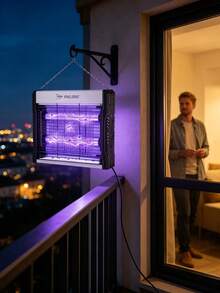 Matamosquitos eléctrico, matamoscas con luz ultravioleta, control físico de plagas, alimentado por USB, con bandeja de limpieza para interiores, exteriores, garajes, cobertizos, patios de verano, fiestas (16 pulgadas) - B - Ver 10