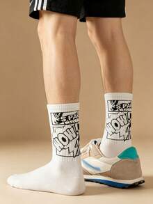 1/3/5 Pairs Men's Mid-Calf Socks, Boys' Sweat-Absorbing Odor-Resistant Sports Basketball Socks, Long Running Socks, All-Season Versatile, Soft Breathable, Skin-Friendly Comfortable, High Elasticity Moisture-Wicking, Durable And Non-Constricting; Suitable For Daily Commute, Casual Wear, Basketball, Cycling, Hiking, Running And Other Sports, Sports Socks, Fitness Training Socks. - Multicolor - View 2