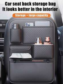 Car Seat Back Storage Bag Set, Car Seat Organizer, Multi-Functional Tissue Box, Rear Seat Storage Box - Thickened Compartment Design, Anti-Kick And Easy To Clean; Suitable For Road Trips And Daily Commute, Can Store Miscellaneous Items, Books And Snacks; Compatible With Various Sedan And SUV Models - Backrest Style - View 4