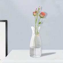 2/5/10/12pcs High-Quality Striped Plastic Vases, Transparent Flower Vases, Floral Crafts Suitable For Various Bouquets, Decorative Display, Holiday And Home Decor, Suitable For Dining Table Decoration, Wedding, Home, Dining Table Decoration, Dinner Party Vase Decoration - Clear - View 8