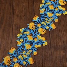 1 Yard Floral Water-Soluble Lace Trim, Hollow 3D Flower Embroidered Mesh Ribbon, Macaron Bright Color Wavy Decorative Lace, Lolita Dress, Curtain Trim, DIY Sewing Craft Supplies - Floral Lace - View 6
