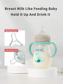 1 buah Botol Susu Bayi Motif Dinosaurus PP dengan Dot Silikon, Anti Jatuh dan Tahan Lama, Cocok untuk Bayi Usia 0-3 Tahun untuk Minum Susu dan Air - MultiWarna - View 6