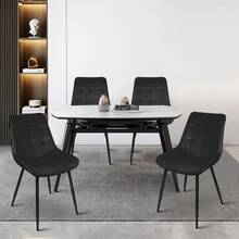 Two Dining Chairs – Velvet Dining Chairs – Ergonomic – 12-Piece Backrest + 12-Piece Seat – Non-Slip And Stable – Easy Assembly - Black - View 6