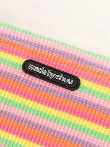 CHUU Rainbow Striped Jacket Women's Summer Youthful Chic Loose Versatile Long Sleeve Short Cover-Up - Multicolor - View 10