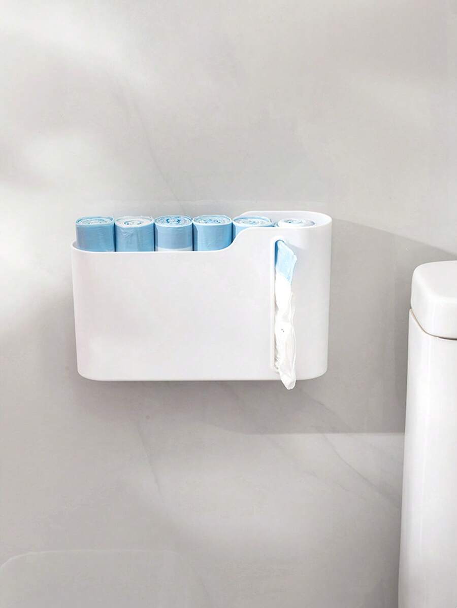 1pc No-Drill Wall-Mounted Trash Bag Storage Box, Plastic Bag Organizer, Suitable For Nursery - Multicolor - View 1