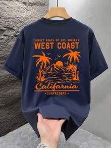 SU ER Men's Fashionable Printed Loose Short Sleeve T-Shirt | Exquisite Design | Summer Essential | Easy To Match, Showcasing Your Style - Navy Blue - View 2