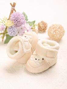 Autumn/Winter Infant Boots, Plush Soft Sole With Anti-Slip Rubber Beads, Warm Shoes For 0-1 Year Old Infants - Apricot - View 3