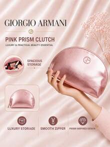 Giorgio Armani Armani Pink Prism Makeup Bag, Zipper Closure Design, Spacious, Waterproof And Stain-Resistant Fabric, Lightweight And Portable, Suitable For Travel, Versatile Storage - Pink - View 3