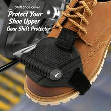 2PCS Motorcycle Gear Shift Pad PU Honeycomb Anti-Slip Shoe Cover, Hook And Loop Strap Universal Easy Installation, Enhances Foot Control And Riding Comfort, Wear-Resistant Anti-Scratch Anti-Dirt Protects Shoe Surface From Gear Lever Wear And Scratches, Full Toe Coverage Design Fits Leather Shoes Work Boots Canvas Shoes Riding Boots And More - Black - View 1