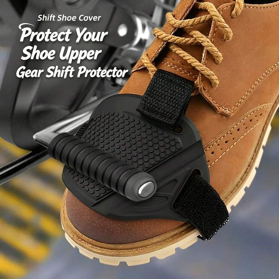 2PCS Motorcycle Gear Shift Pad PU Honeycomb Anti-Slip Shoe Cover, Hook And Loop Strap Universal Easy Installation, Enhances Foot Control And Riding Comfort, Wear-Resistant Anti-Scratch Anti-Dirt Protects Shoe Surface From Gear Lever Wear And Scratches, Full Toe Coverage Design Fits Leather Shoes Work Boots Canvas Shoes Riding Boots And More - Black - View 1