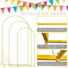 Soporte de Arco para Globos Dorado, Disponible en 3 Tamaños (2.2/2/1.8 m) | Mamparas para Decoracion de Fiestas | Estructura para Decoración en Bodas | Cumpleaños y Eventos | Diseño Elegante - Dorado + 180x80cm 1 Pieza - Ver 5
