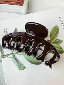 2pcs Minimalist Solid Color Oversized Wave Hair Claw 2 Packs, Anti-Slip Large Capacity Hair Catch Clips, Fashion Gentle Hairstyle Decor For Girls - Multicolor - View 8