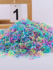1 Bag 1000pcs Dopamine Colorful Rubber Bands Hair Ties, Non-Damaging Hair Accessories, Multi-Purpose Hair Bands, Transparent Mini Elastic Hair Ties, Small Ponytail Rubber Bands, Gift - Multicolor - View 8