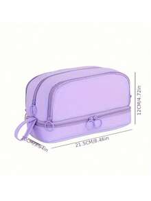 1 PC Large Capacity Pencil Case With Twin Windows, Multifunctional Studying Stationery Bag In Macaron Colors For Students, First Day Of School - Multicolor - View 10