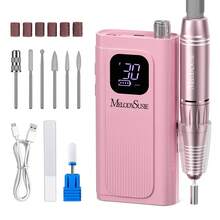 Professional Nail Drill Kit, 30000RPM Cordless Electric Nail File With LCD Display, Rechargeable 4000mAh Battery Nail Efile For Acrylic & Gel Nails, Manicure Pedicure, Salon & Home Use - Blush Pink - 查看 1