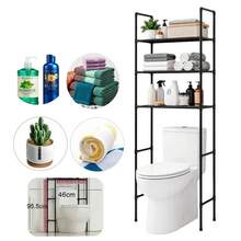 Estante de almacenamiento para baño, estante para inodoro, toallero, negro - Ver 6