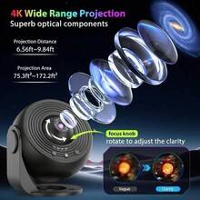 裝飾性銀河太空投影燈，USB供電磨砂塑料星空夜燈，12合1星空與天文館投影儀，現代太空主題夜燈附極光效果，適合臥室，適用青少年與成人 - 1個 - 查看 12