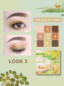 CATKIN 眼影盤 閃亮亮片 啞光珠光 高顯色 9色中性化妝眼影盤 - C16 Deer in Forest - 查看 11